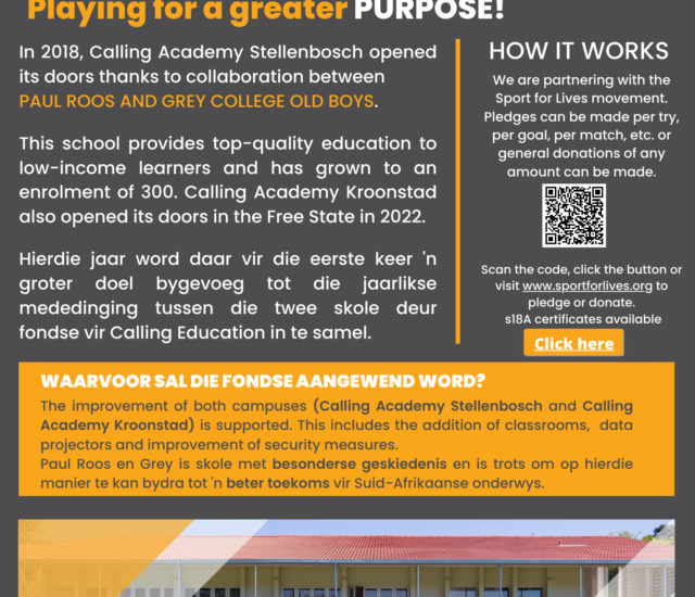 Sport for Lives – Paul Roos vs Grey College 2022